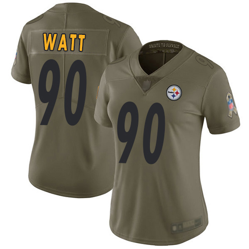 Women Pittsburgh Steelers Football #90 Limited Olive T J Watt 2017 Salute to Service Nike NFL Jersey